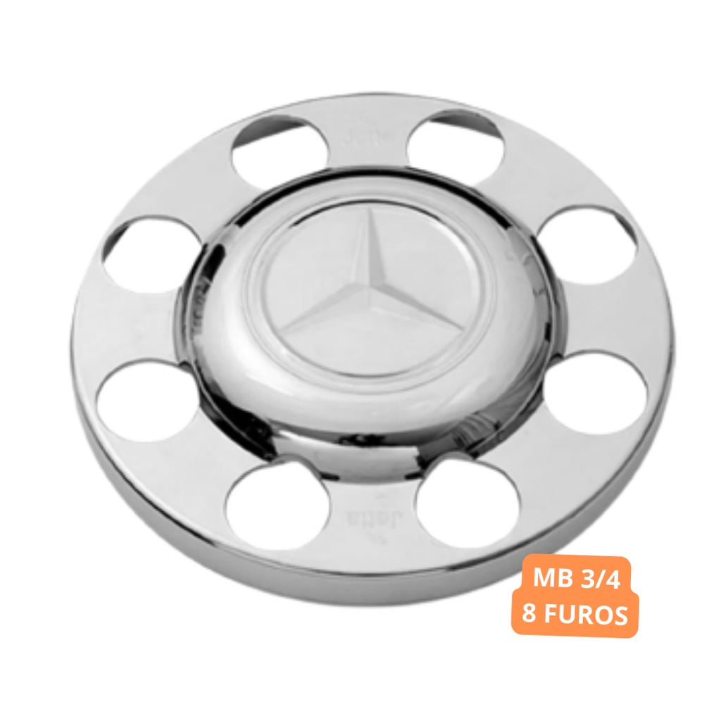 PAR Sobre Tampa Aplique do Cubo Tração Mercedes 3/4 8 Furos Cromada