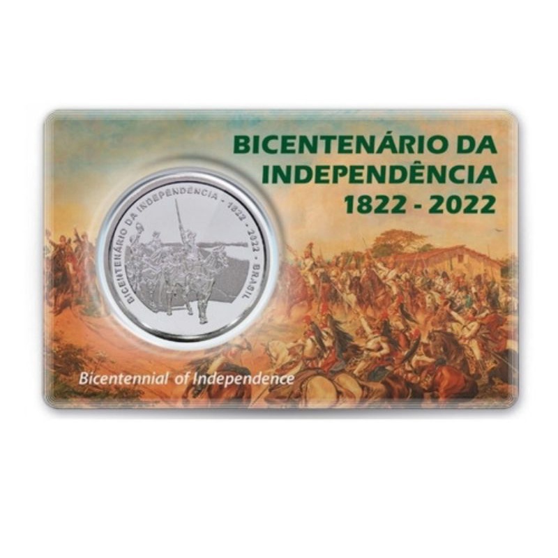 Moeda 2 Reais de Cuproniquel Comemorativa do Bicentenario da Independência do Brasil 1822-2022 (Prata Espanhola)