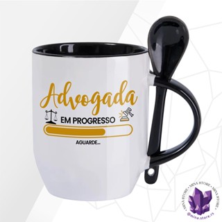 Caneca com Colher Profissões Estudante Direito Advogada