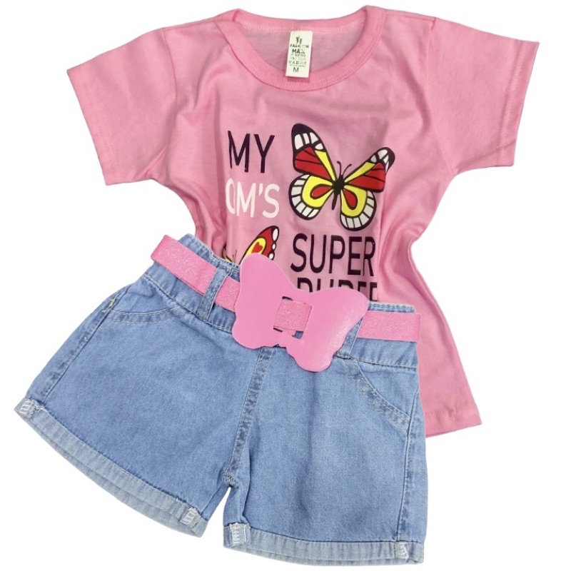 conjunto infantil feminino menina criança de 1 a 5 anos com short jeans ...