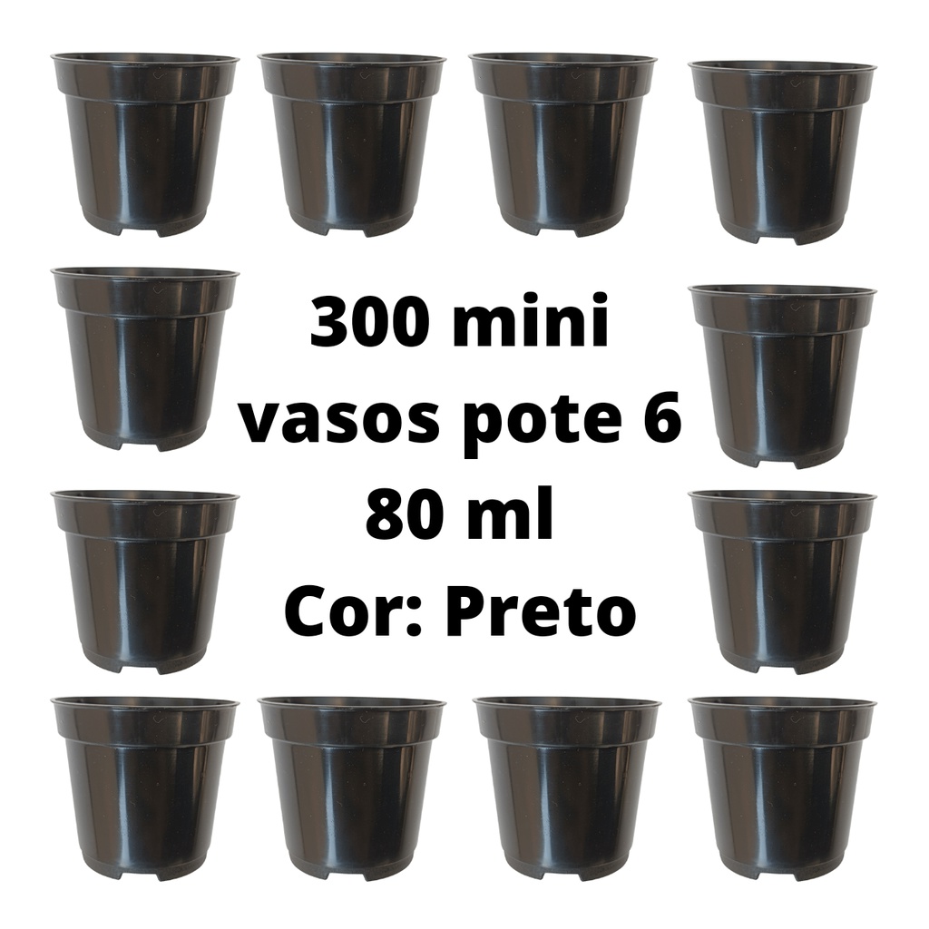 300 Mini Vasos Pote 6 Preto Para Mini Suculentas E Cactos Lembrancinha de casamento aniversário festas
