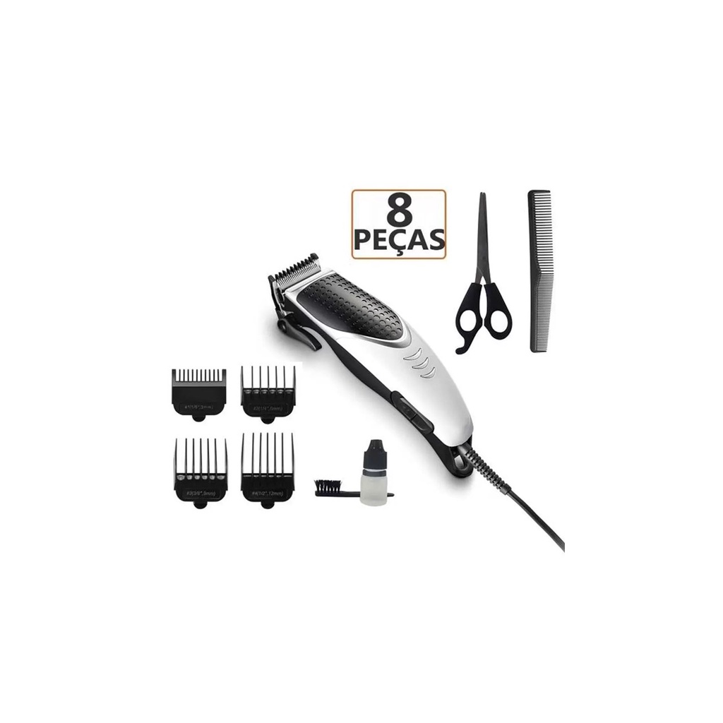 Máquina De Cortar Aparar Cabelo Multilaser EB022 4 Pentes Men Care + Tesoura 12w 4 Em 1 Mostruário