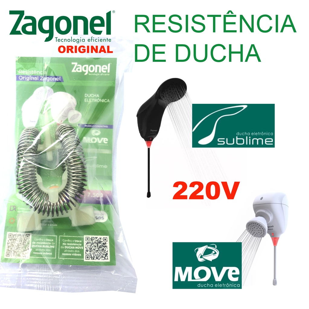 01 RESISTENCIA 22OV P/ CHUVEIRO MOVE, SUBLIME OU MOMENT 7.500W  ELETRONICO ZAGONEL em Oferta na Shopee
