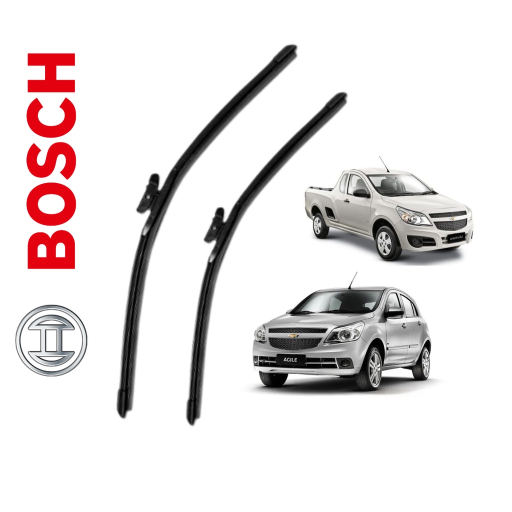 Par Palheta Limpador Dianteiro Original Bosch Chevrolet Agile Montana 2012 2013 2014 2015 2016