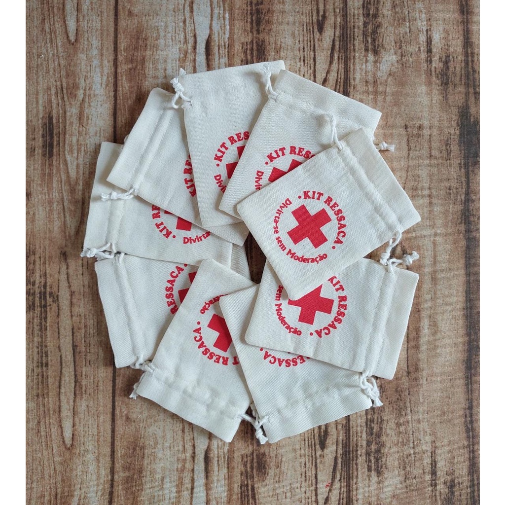100 Sacos kit ressaca 8x11 em algodão cru para casamento, festas e formaturas.
