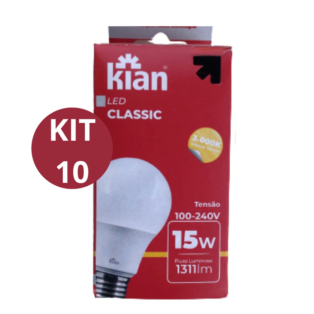 Kit 10 Lampada LED Economica 15w Luz Amarela Quente 3000k Iluminação Residencial