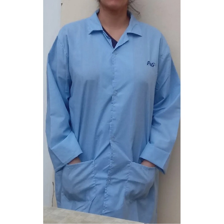 Avental Jaleco 3/4, Azul Claro, masculino e feminino, Unisex, Tecido Leve e Resistente, em Polyester e Algodão, Alfaviva em Oferta na Shopee