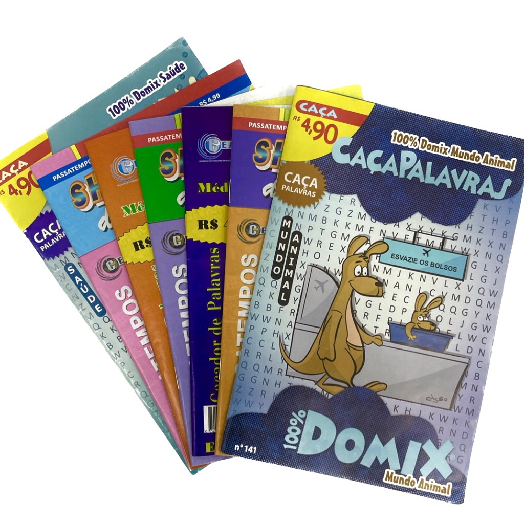 Kit 25 Passatempos Sortidos Caça Palavras Cripto Cruzadinhas