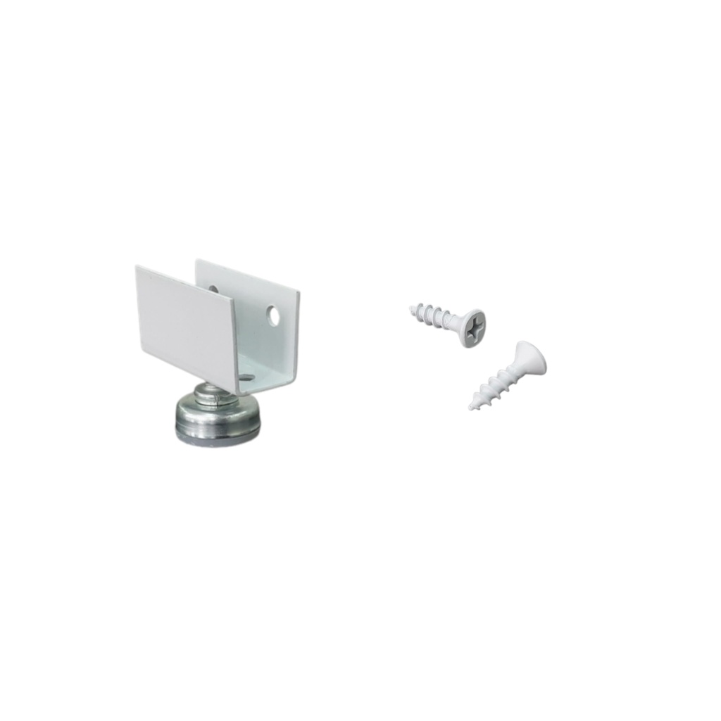 Sapata "U" para MDF 15mm com rosca Branco + Pé Nivelador (Kit 4 un)