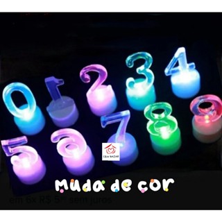 Vela Número De Led Muda de Cor Decoração Topo De Bolo Para Festa de Aniversário Casamento