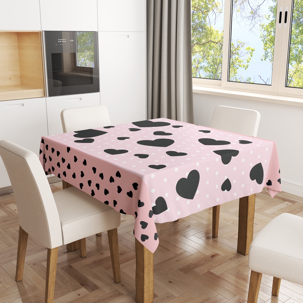 Último dia de PROMO! Toalha de Mesa Quadrada Decorativa para 4 Lugares Corações  Rosa Dcorô em Oferta na Shopee