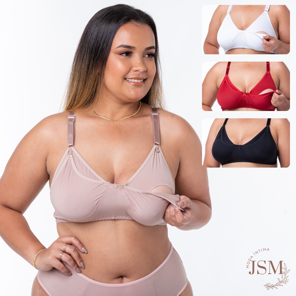 Sutiã Amamentação Forma Grande Sem Bojo Confortável Alça Reforçada Lindo Gestante Pós Parto JSM