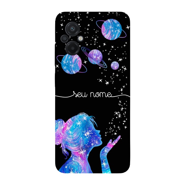 Capinha para Xiaomi Poco M5 Anti Impacto Personalizada - Menina Universo com nome manuscrito