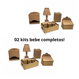 02 Kit bebe higiene organizador em mdf em Oferta na Shopee