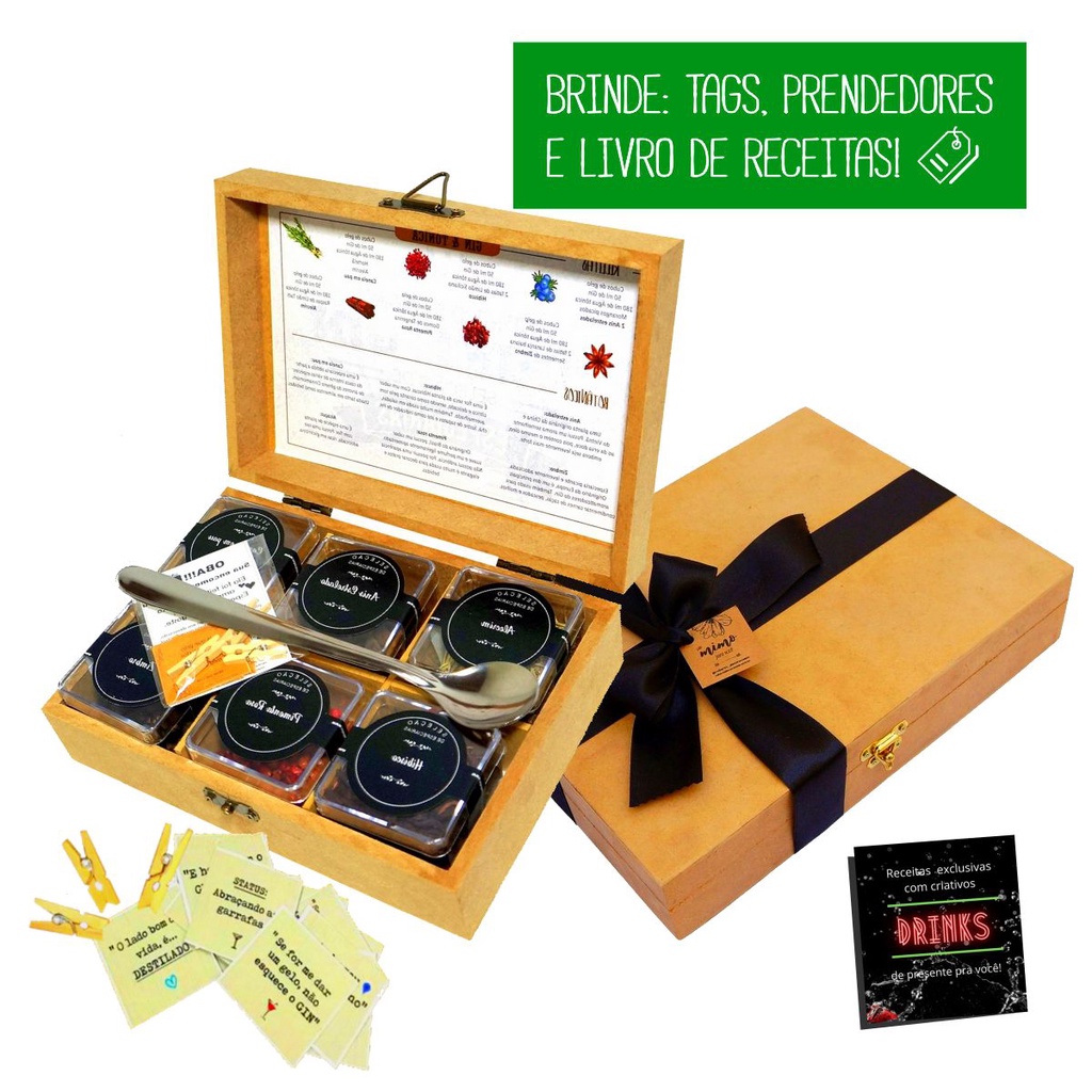 Kit 06 Especiarias Gin Tônica + Colher Bailarina + TAGS e mini prendedor + SURPRESA!