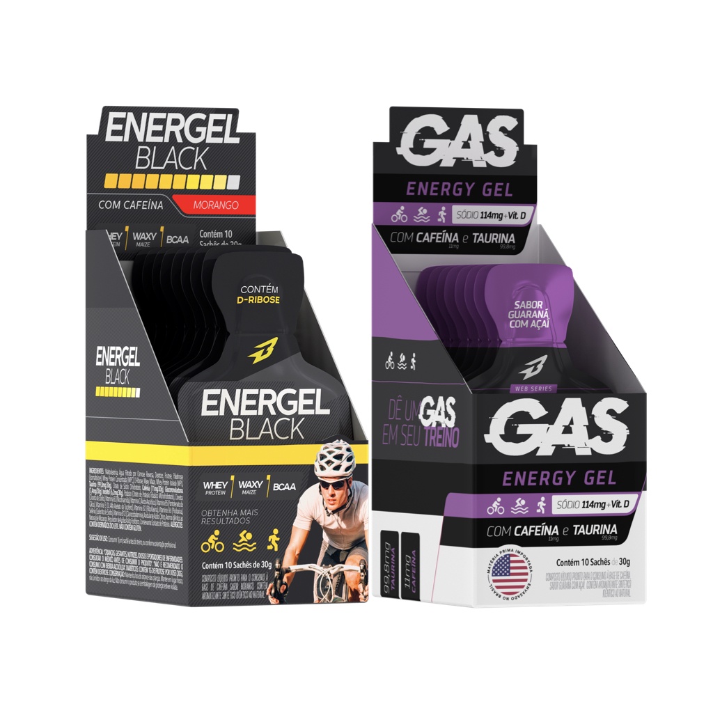Gas Energy Gel 10 Sachês + Energel CarboGel Black Bodyaction em Oferta na Shopee
