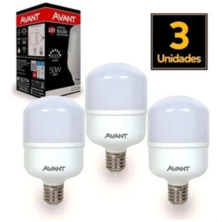 Jogo 3 Lâmpadas Led Bulbo 50w Bivolt 6500k Luz Branca Sala em Oferta na Shopee