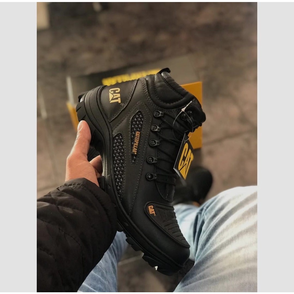 Bota Caterpillar Masculino Motociclista Preta/Semi Impermeável