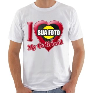 Camisa branca Personalizada I love my girlfried/boyfriend ideal para namorados