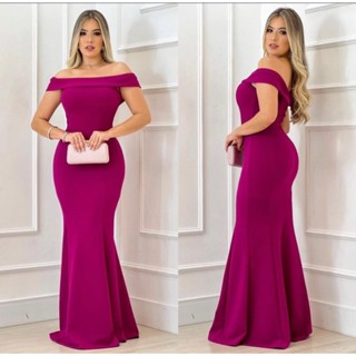 Vestido Longo Feminino Ombro a Ombro Varias Cores Para Madrinhas Festas Casamentos Eventos No Geral