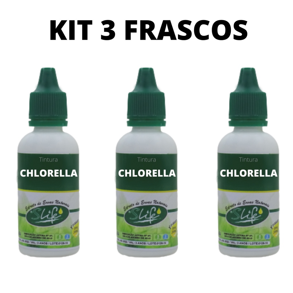 Kit 3 Potes Tintura/Extrato Chlorella 30 Ml 100% Natural