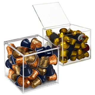 Caixa Cubo Acrílico Premium porta Cápsulas Nespresso /Dolce/Três/Diversas 13x13x13cm Café
