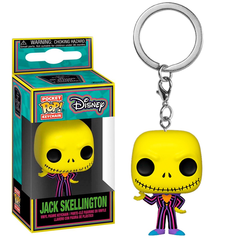 CHAVEIRO FUNKO POCKET POP KEYCHAIN DISNEY THE NIGHTMARE BEFORE CHRISTMAS BLACKLIGHT - JACK SKELLINGTON NOVO ORIGINAL
