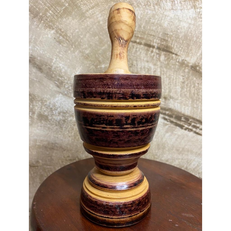 Pilão de madeira grande com socador de madeira Socador de alho de madeira 15cm