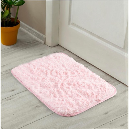 Tapete Peludo para Porta Felpudo Rosa Bebê 40cm x 60cm Antiderrapante Shaggy - Várias Cores