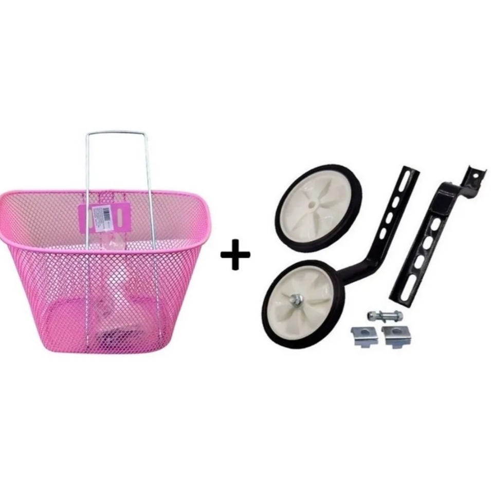 Cesta Cestinha Bicicleta Infantil Aro 20 + Roda Lateral Paco Bike Criança Aro 12 14 16 ou 20