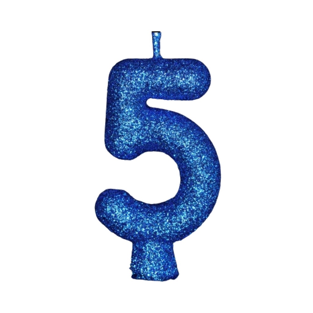 Vela Aniversário Puro Glitter Azul Nº 5 Com 1 Un.