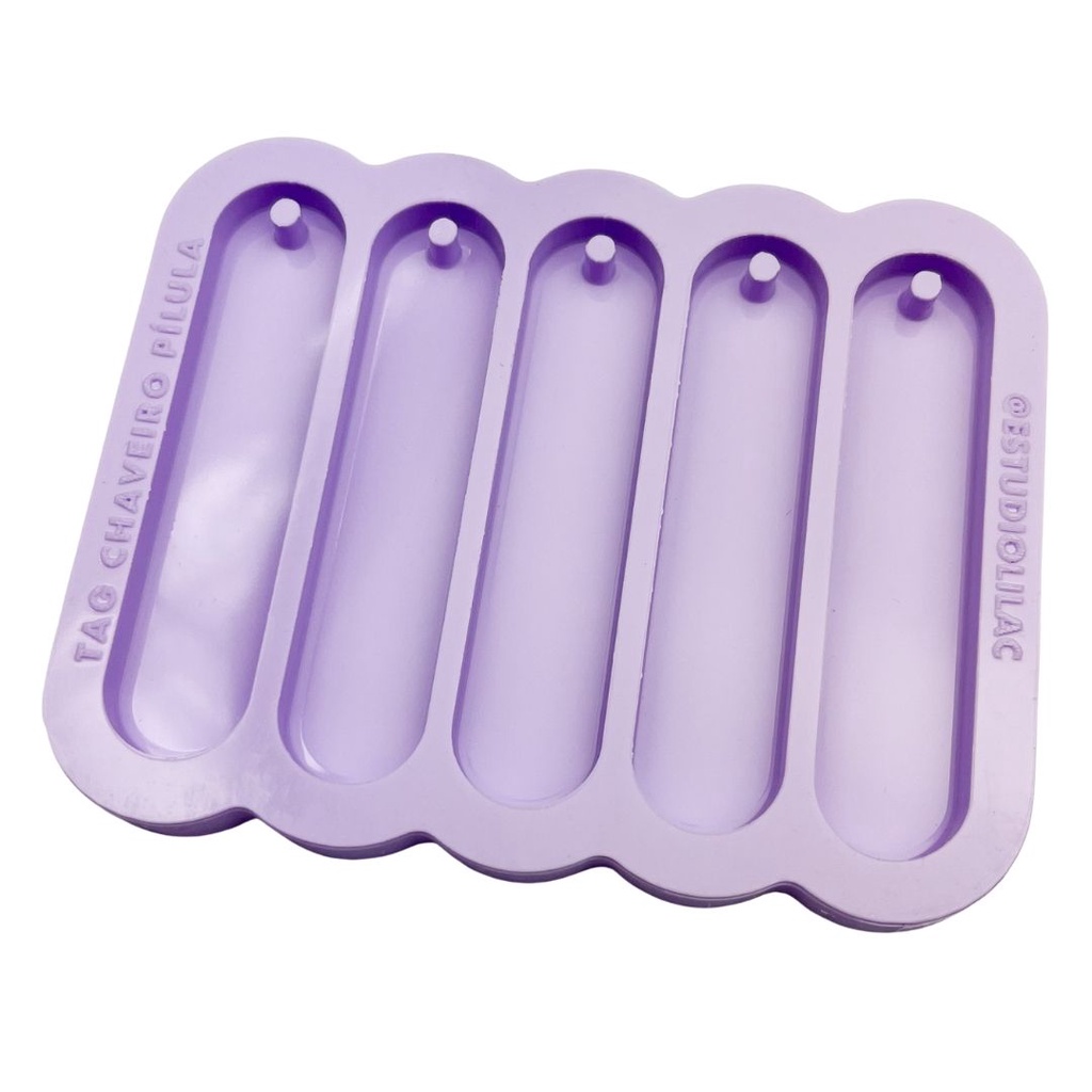 Molde de Silicone para Resina Paleta Tag Formato Pilula - 5 cavidades (7,5 cm)