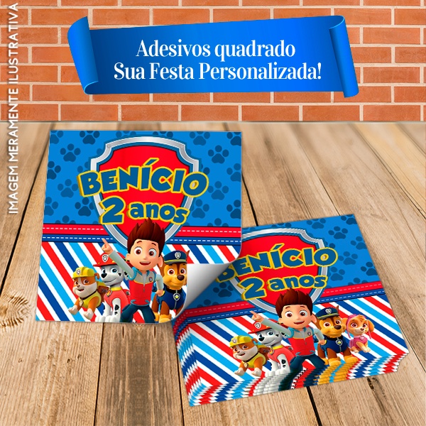 Adesivos Quadrados Personalizados Patrulha Canina