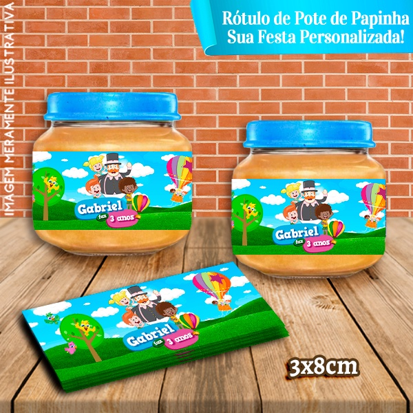 20 Rótulos Adesivos de Potes Papinha 120g Mundo Bita
