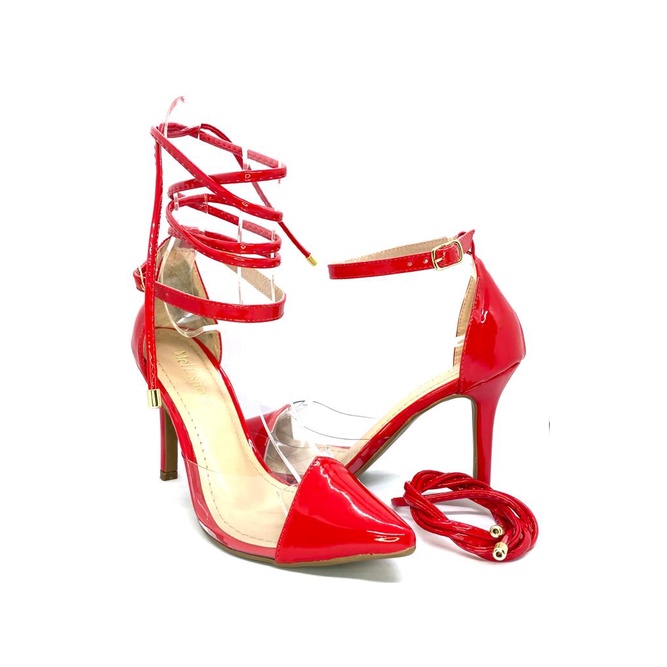 Scarpin Feminino Verniz Vermelho Melf Shoes Salto 9cm