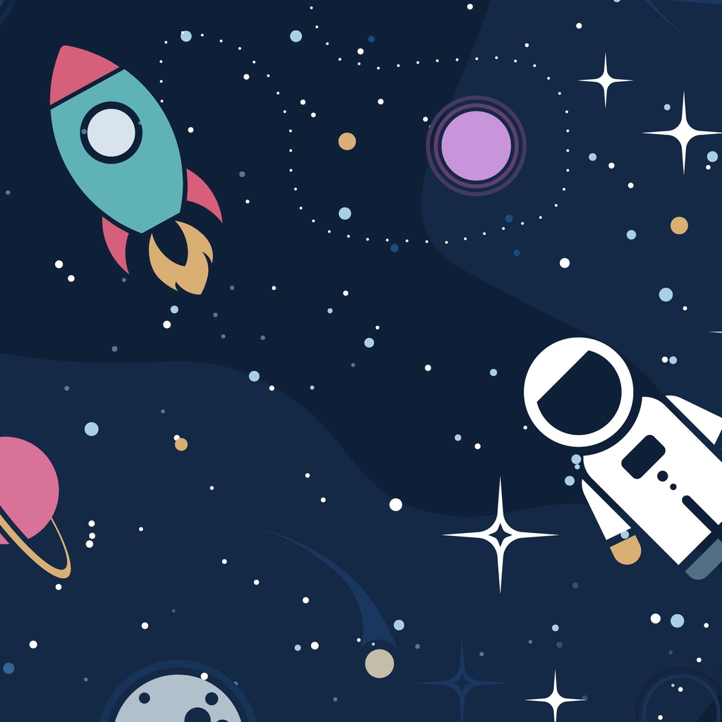 Tecido Microfibra TACTEL Estampa Digital 50 cm de comprimento X 1,50 de largura  - Astronauta 2