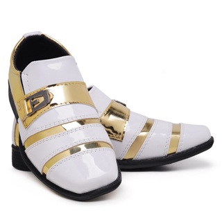 Sapato Social Infantil Masculino 443 Italiano Branco Dourado Verniz Carnaval em Oferta na Shopee