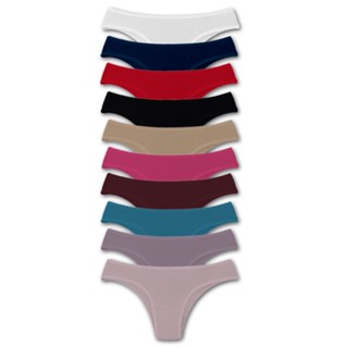 Kit 12 Calcinhas Tanga Feminina Lisa Microfibra Com Algodão Várias Cores Dia A Dia