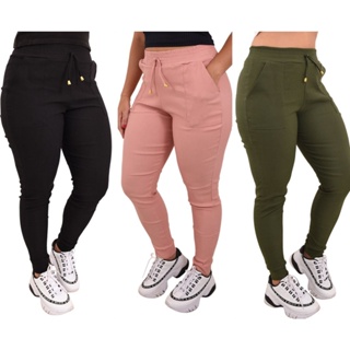 Calça Jogger Feminina Bengaline Cintura Alta Moda Blogueira Envio Imediato em Oferta na Shopee