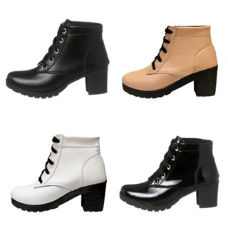 Botinha Feminina Cano Curto Salto Baixo Bota Tratorada Confortável Coturno Feminino Casual Ref. 20/111