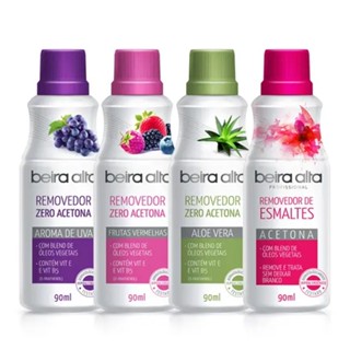 Kit removedor de esmalte 90ml - Uva, Frutas vermelhas, Aloe vera, Tradicional - Beira Alta