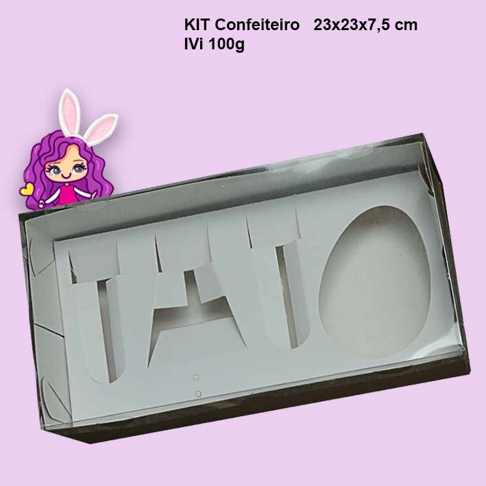 Embalagem Kit Confeiteiro em papel Branco ou Kraft - 23x12x7,5  *Comporta ovo de 100g* Pacote com 10 unidades