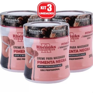Kit 03 Cremes para massagem com Pimenta Negra da Rhenuks em Oferta na Shopee