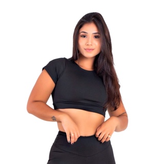 Top Croppe Fitness Academia Camiseta Sem Bojo Manga Esportes | 901 em Oferta na Shopee