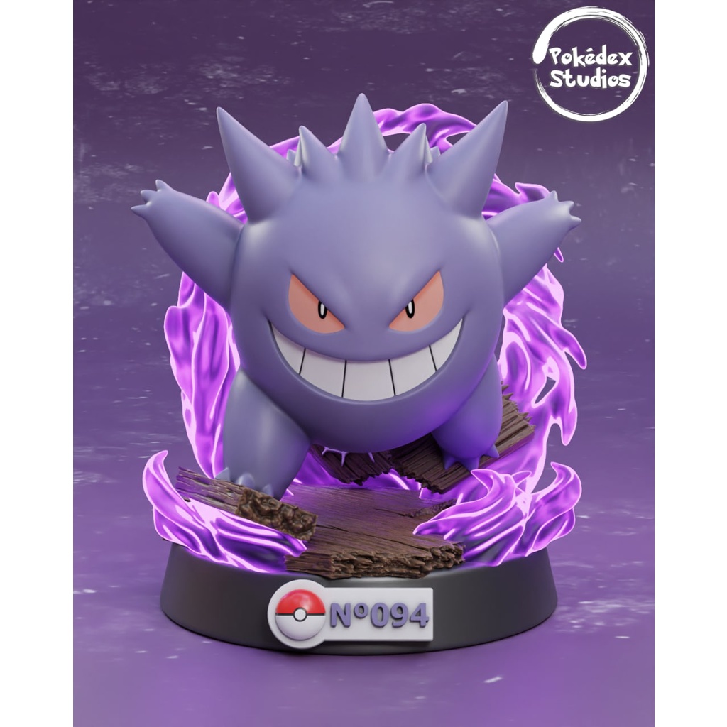 Action figure Gengar impressão 3D pintado à mão (pokémon) apróx. 13cm de altura