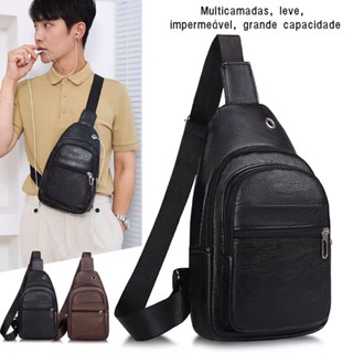 Nova bolsa mensageiro masculina mochila bolsa de ombro preta e marrom