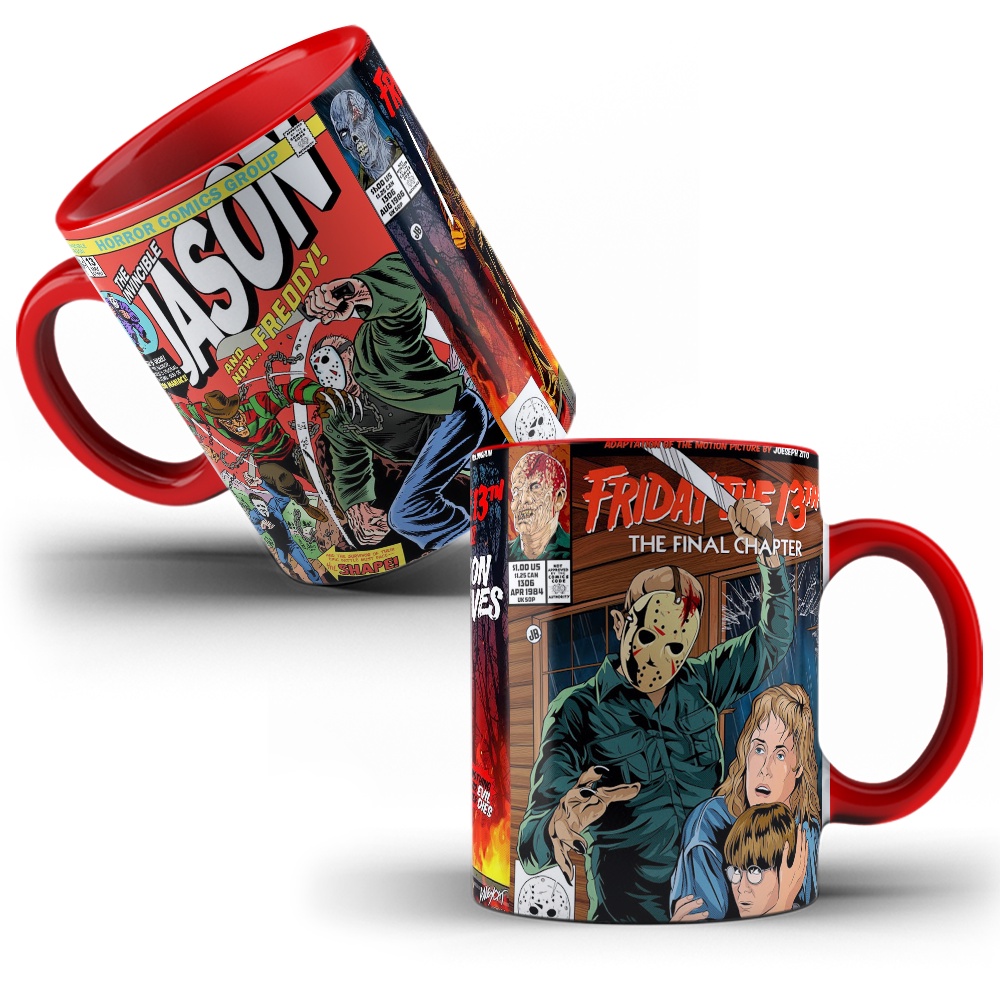 Caneca Porcelana Filmes de Terror Jason Vs Freddy