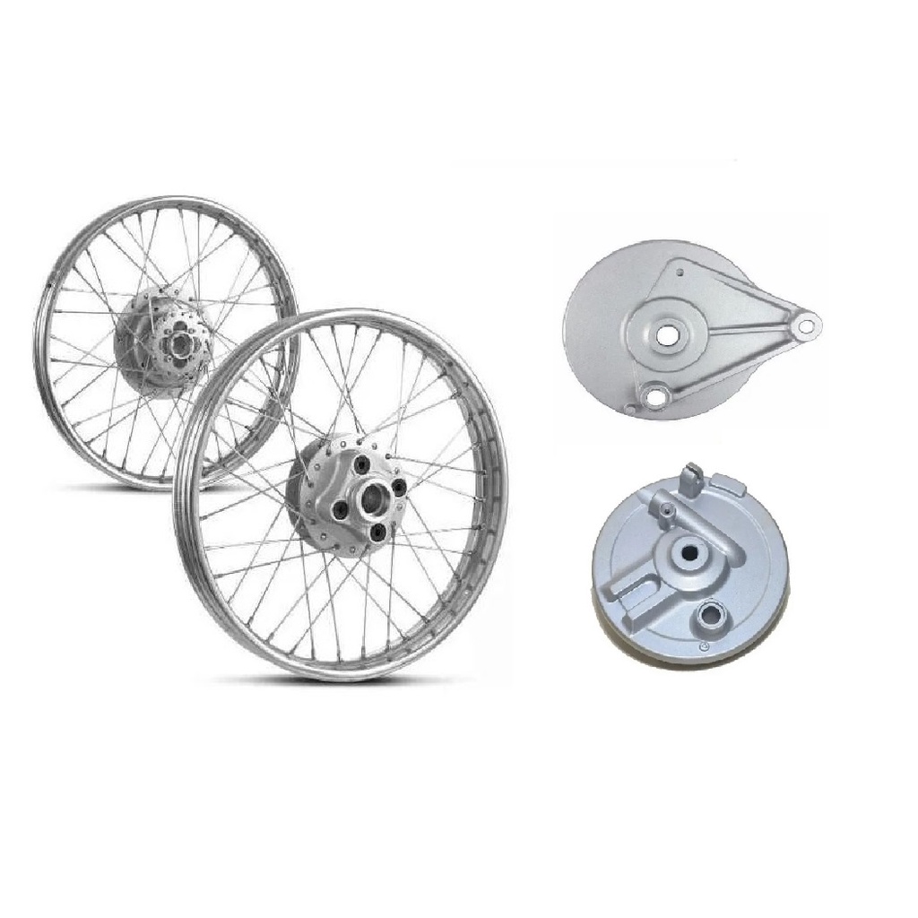Par Roda Dianteira e Traseira Montada Completa Honda Cg 125 Titan Today + Espelho