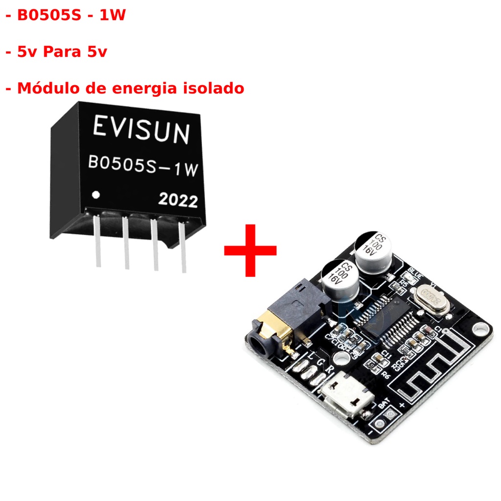 Receptor Bluetooth 5.0 Estéreo + Isolador de Ruido B0505S-1W
