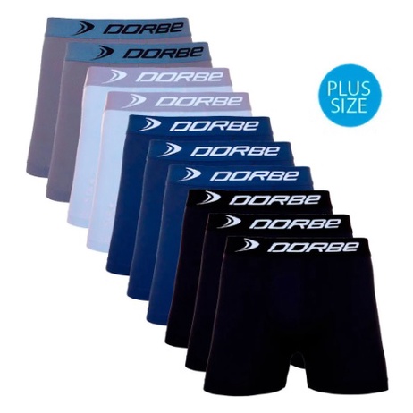 Kit 10 Cuecas Boxer Plus Size Microfibra Dorbe Não Enrola Original Masculina Cueca Box Plu Masculino — imagem 2 de 2